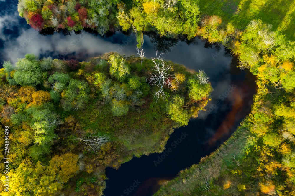 Latvian autumn nature. VIew from the top. Forest and river Jugla. Latvian autumn nature. VIew from the top. Forest and river Jugla.
