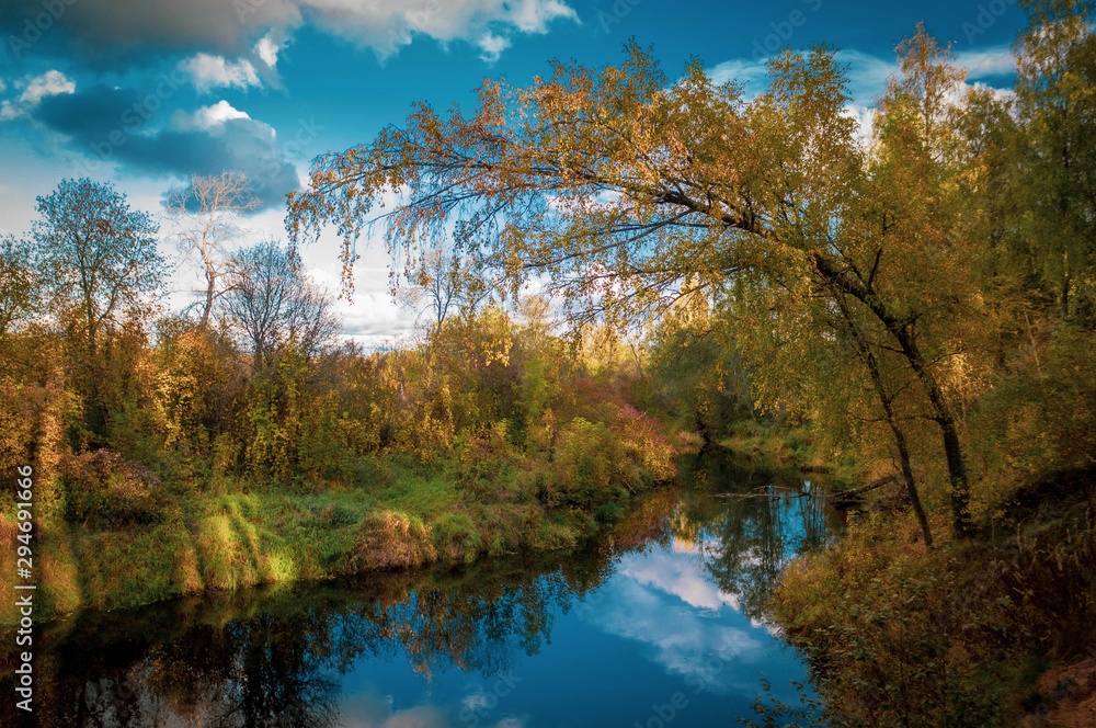 Latvian autumn nature. Forest and river Jugla. Latvian autumn nature. Forest and river Jugla.
