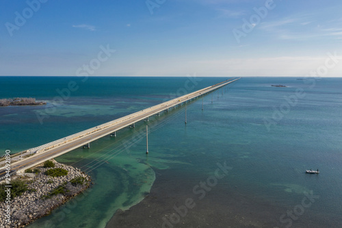 Aerial view of Seven Mile Bridge in Florida Keys, USA photo