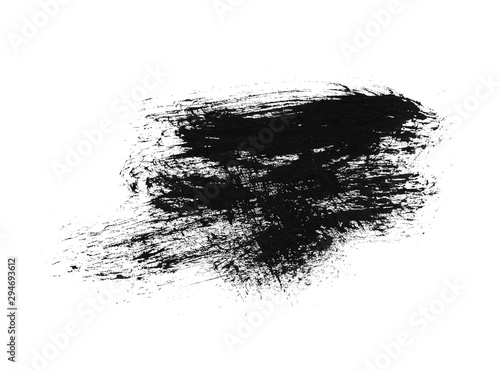 Bristle ink blot on white background. Indian ink handdrawn illustration. Rough ink blot. Grunge brush splatter