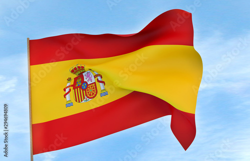 Valokuva Spain flag on a blue sky background