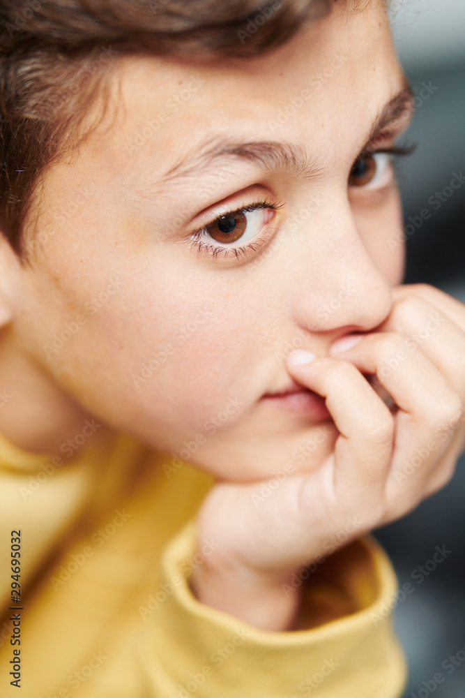 Dreaming boy in closeup Dreaming boy in closeup