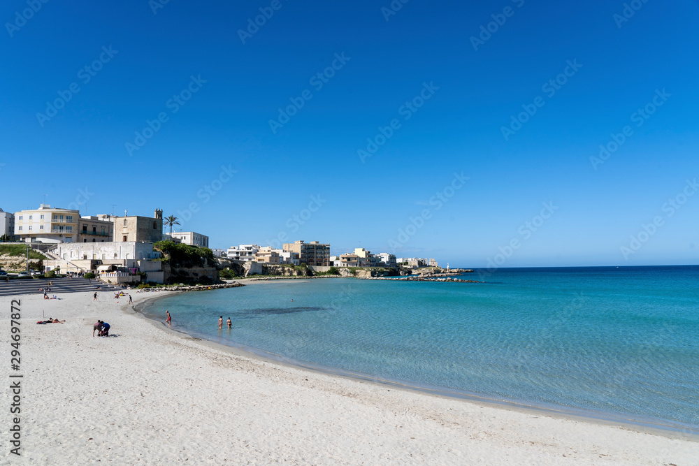 Beautiful Otranto bay, famous Italian city in Salento, Puglia. the beautiful beach bay of Otranto in Italy