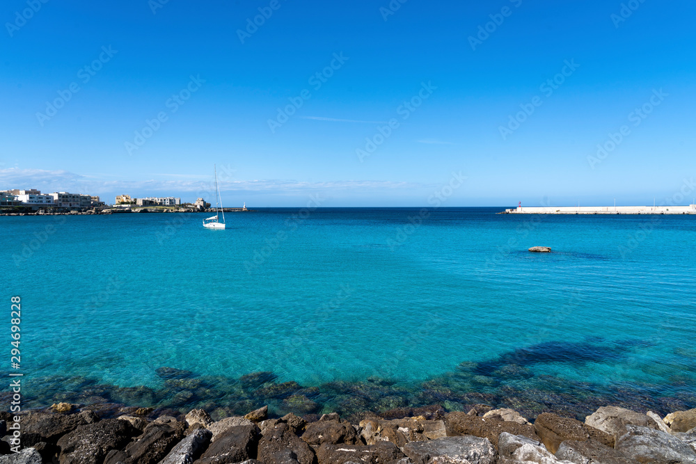 Beautiful Otranto bay, famous Italian city in Salento, Puglia. the beautiful beach bay of Otranto in Italy