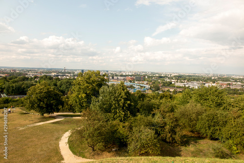 View of modern and historic Krakow from Krakus Mound