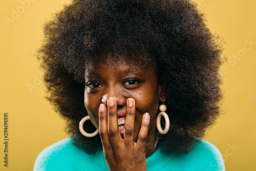 Young afro hairstyle woman. photo