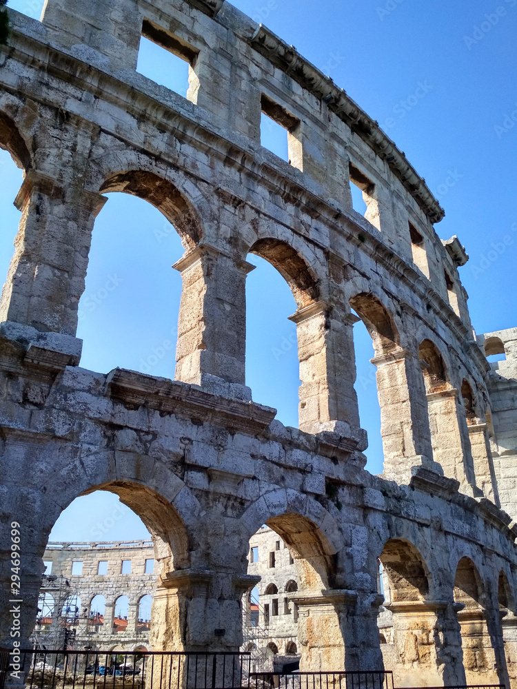 Coliseum in Pula, Croatia, Ancient Stone theater, Colosseum