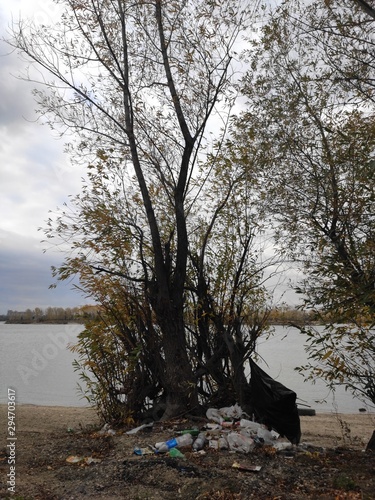 Rubbish on the river bank