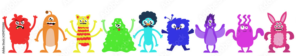 Different, cute, fantastic monster. Artistic drawing, halloween concept. Different, cute, fantastic monster. Artistic drawing, halloween concept.