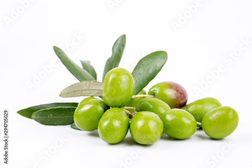 Wallpaper Mural Green fresh olive on the white background Torontodigital.ca