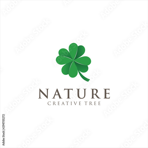 Four Leaf Clover Logo Design Vector Stock .  Shamrock Logo  Design Template