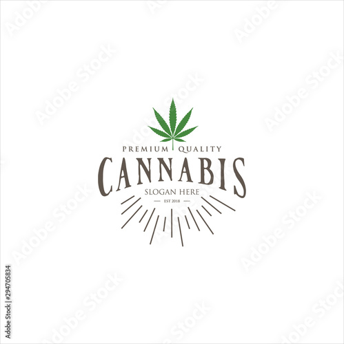 Medical marijuana ganja cannabis hemp logo Vintage Retro Hipster Organic