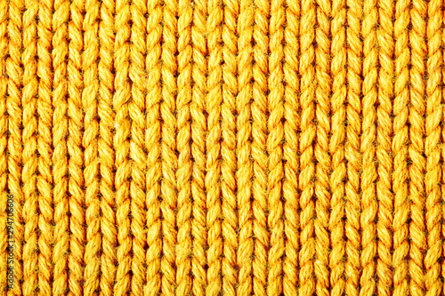 Woollen woven knitted yellow fabric image