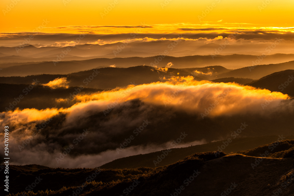 Splendis sunrise in the mountains. Bieszczady Mountains. Poland Splendis sunrise in the mountains. Bieszczady Mountains. Poland