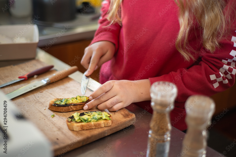 making avocado toast