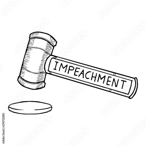 Impeachment. Gavel with the law