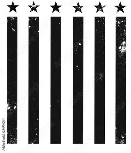 Stars and Stripes Black and White Flag Pattern Background Grunge Distress Abstract Shapes