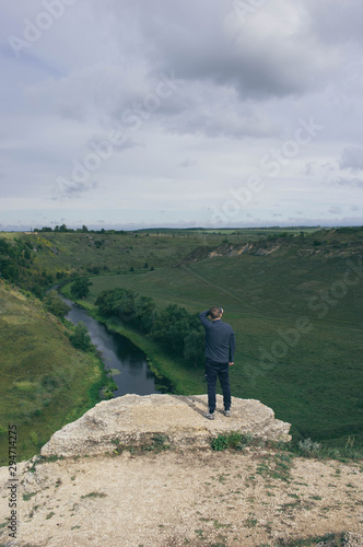 man on the top of mountain