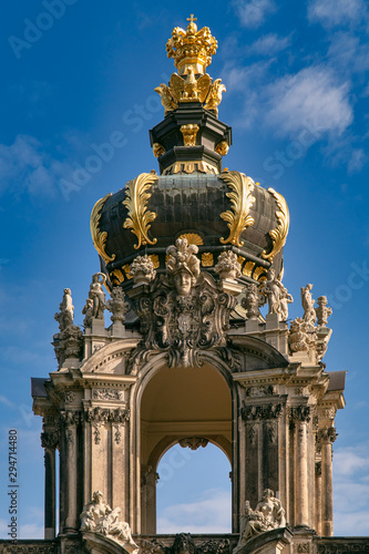 part of the dresdner zwinger in daylight on a blue sky during summertime