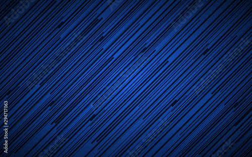 Dark abstract background with blue and black slanting lines, striped pattern, parallel lines and strips, diagonal fiber, vector illustration