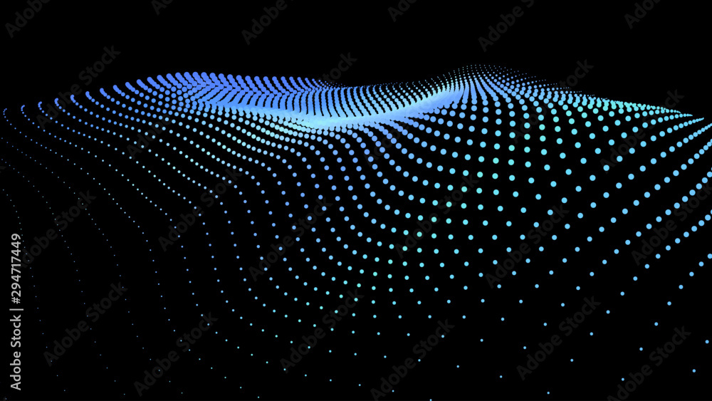 3d sea dots wave glowing stream background flow Stock Vector | Adobe Stock