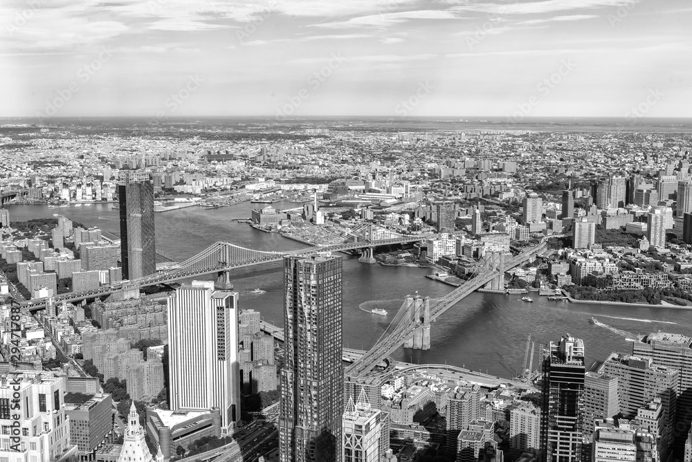 Manhattan aerial View with its bridges, Brooklyn Bridge and Manhattan Bridge Manhattan aerial View with its bridges, Brooklyn Bridge and Manhattan Bridge