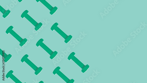 Dumbbell pattern on mint green blue color.