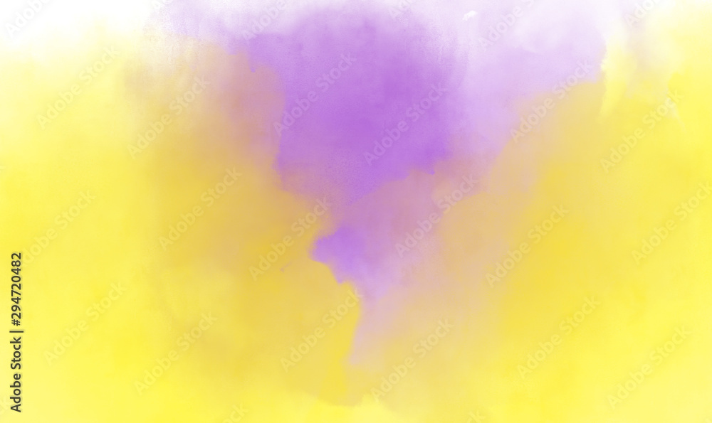 Abstract watercolor painting with yellow and purple colors. Background illustration with copy space