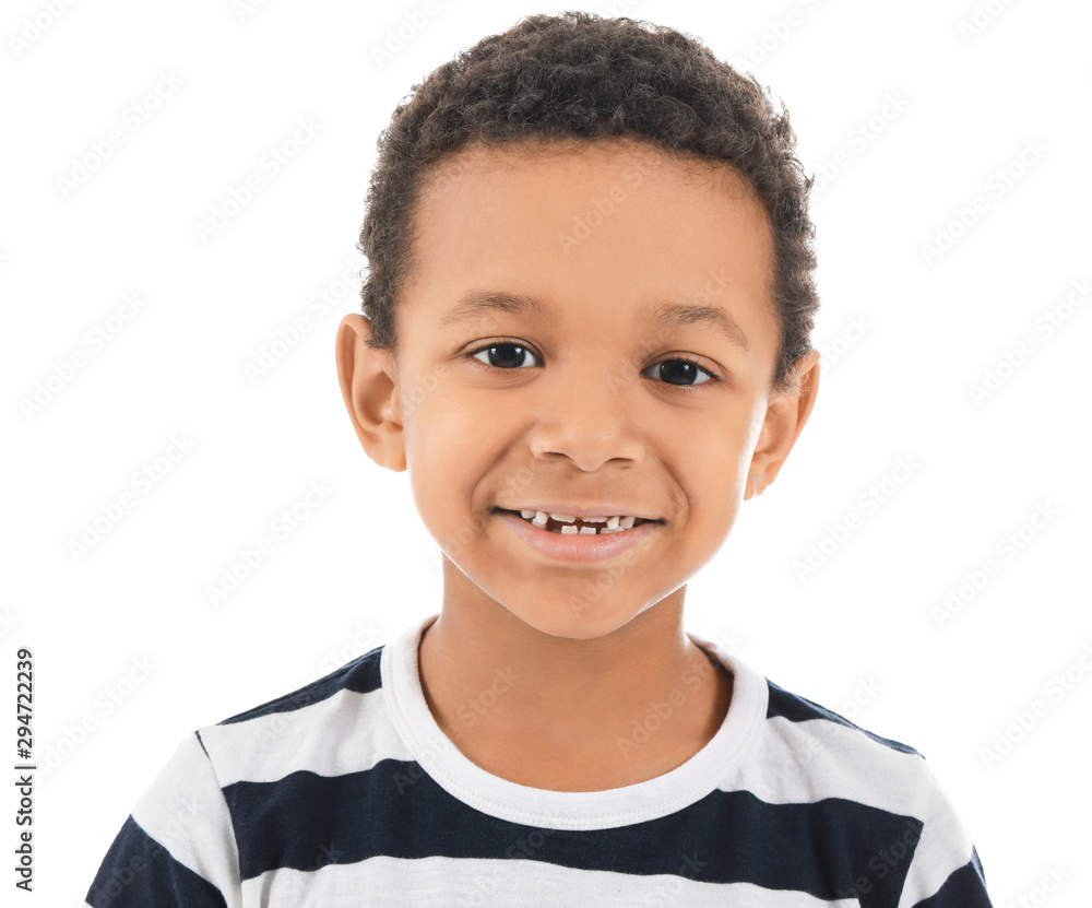 Happy African-American boy on white background Happy African-American boy on white background