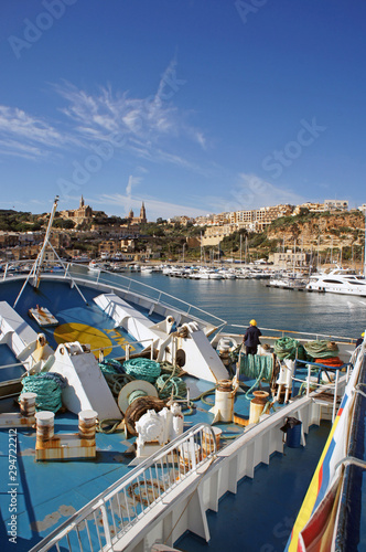 Ferry mooring in Mgarr Harbour (route between Cirkewwa, Malta and Mgarr, Gozo) photo