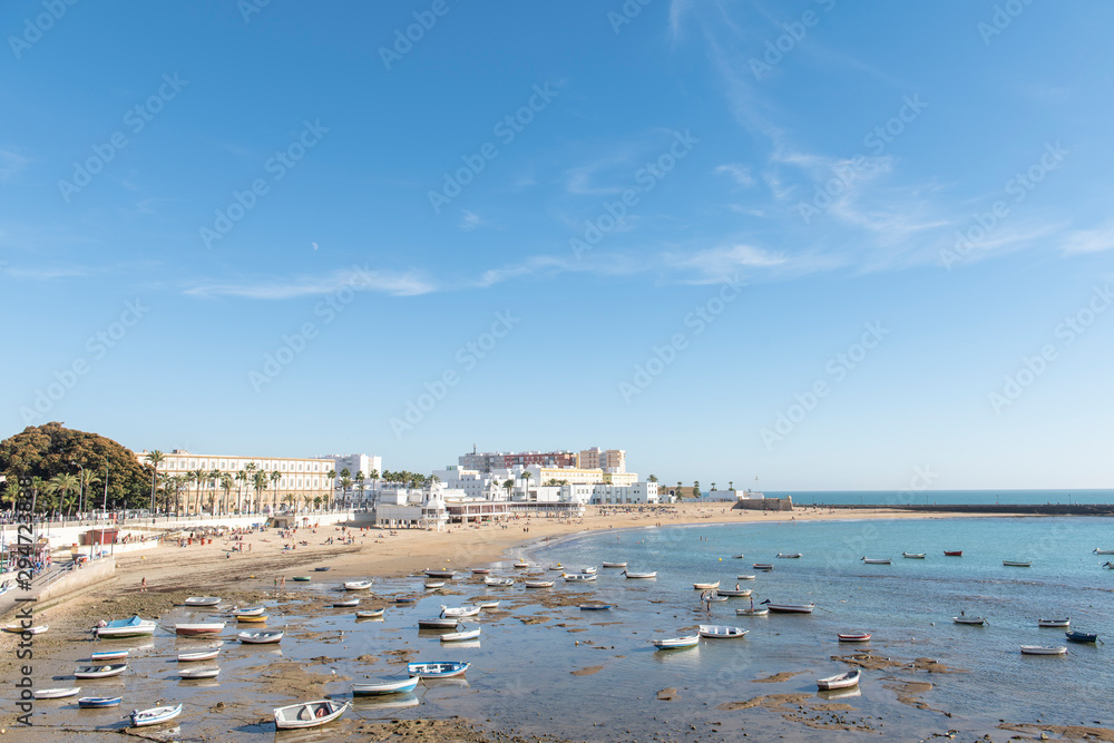 Playa de La Caleta,en la provincia de  Cádiz, Andalucía, España