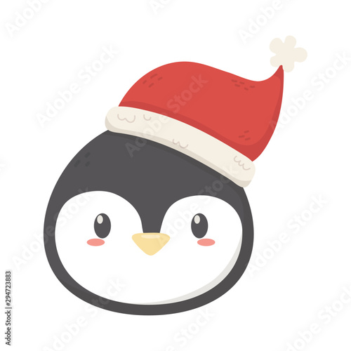 penguin face with hat celebration merry christmas