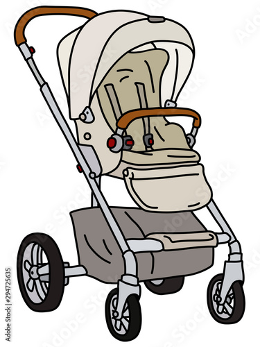 The vectorized hand drawing of a light sport seat stroller