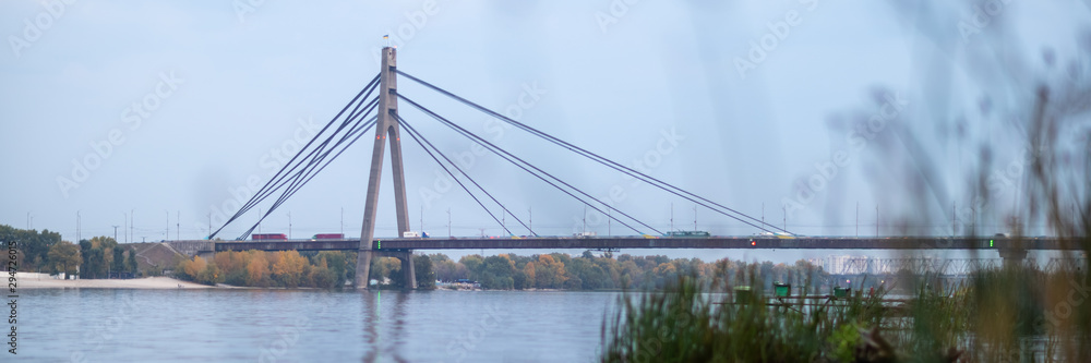automobile bridge over the river. north bridge. Pivnichnyi Bridge, Kiev, Kyiv
