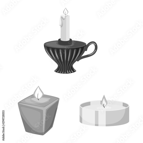 Vector illustration of paraffin and fire logo. Collection of paraffin and decoration stock symbol for web.