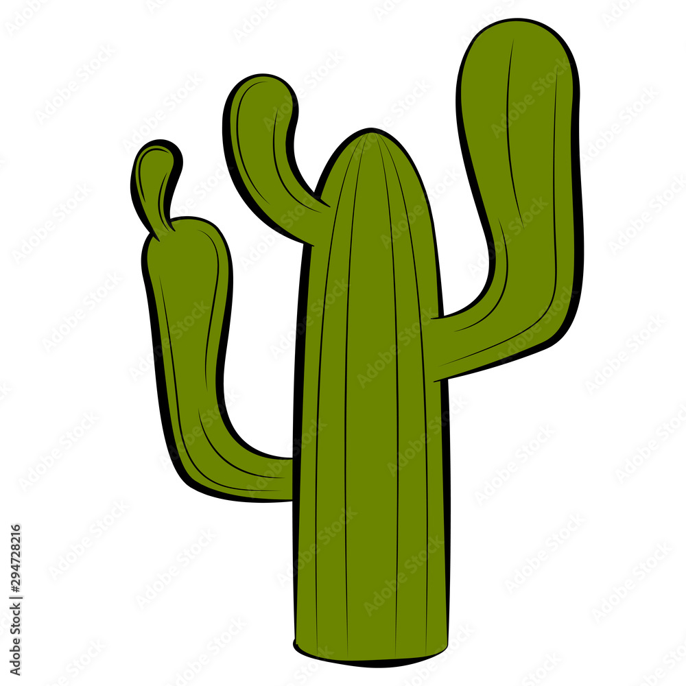 Isolated cactus cartoon image on a white background - Vector Isolated cactus cartoon image on a white background - Vector