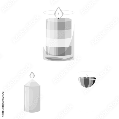 Vector design of paraffin and fire sign. Collection of paraffin and decoration stock vector illustration.