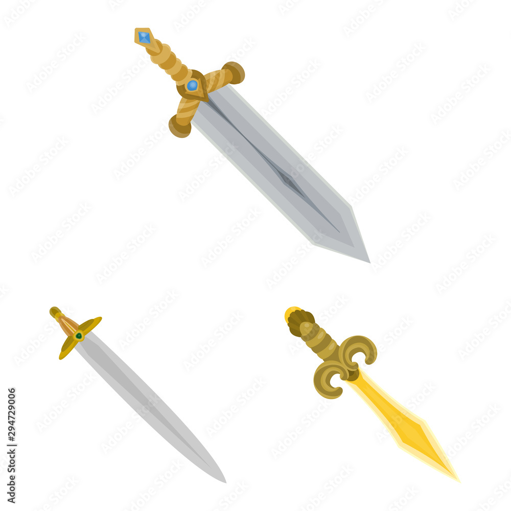 Isolated object of sword and dagger symbol. Collection of sword and weapon stock symbol for web. Isolated object of sword and dagger symbol. Collection of sword and weapon stock symbol for web.