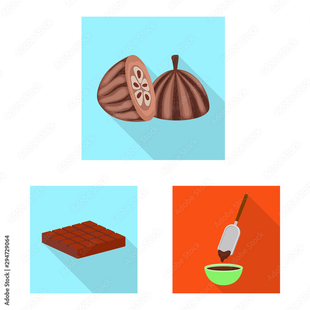 Vector illustration of treat and product symbol. Set of treat and yummy vector icon for stock.