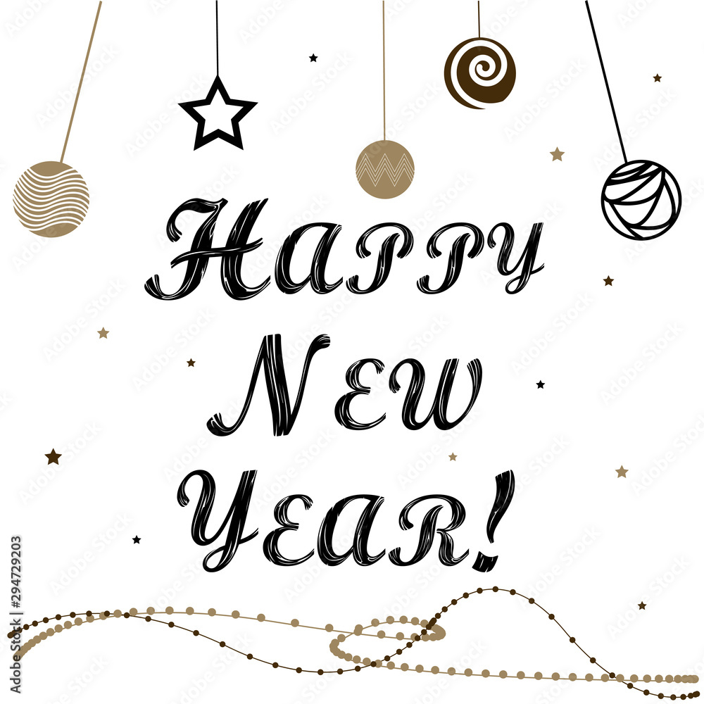 Obraz premium Happy New Year Lettering. Postcard vector 