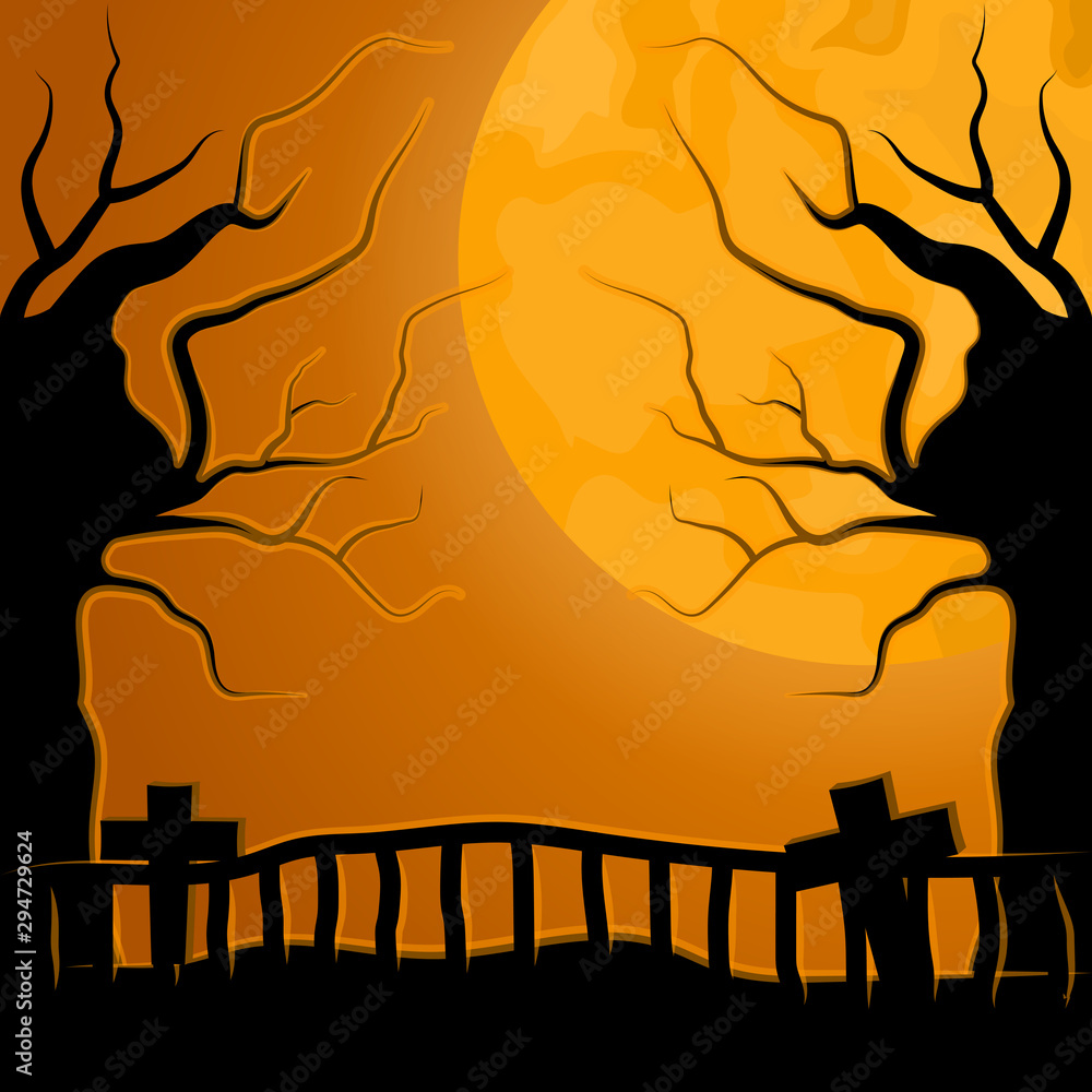 Happy halloween card with a grave - Vector illustration