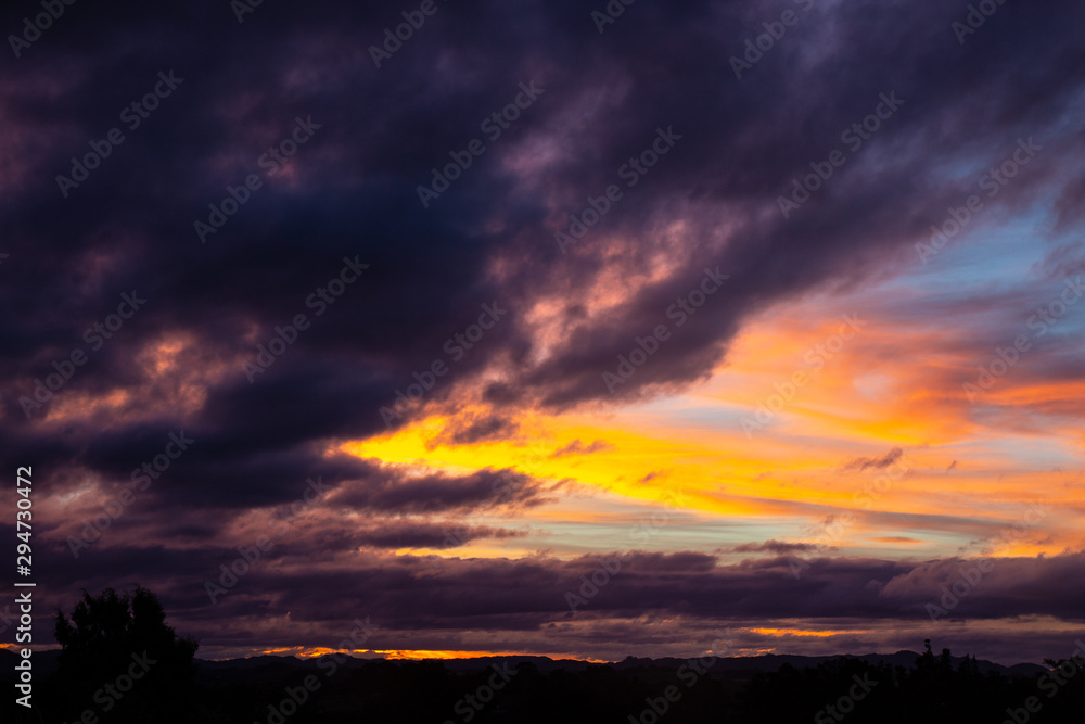 Dramatic sunset sky over Tongariro, New Zealand Dramatic sunset sky over Tongariro, New Zealand