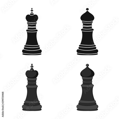 Vector illustration of checkmate and thin icon. Collection of checkmate and target stock symbol for web.