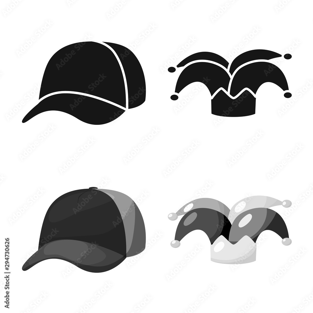Vector design of clothing and cap icon. Set of clothing and beret stock vector illustration.
