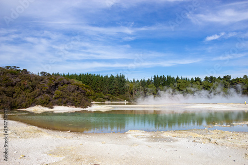 view of geo thermal park Waiotapu, New Zealand photo