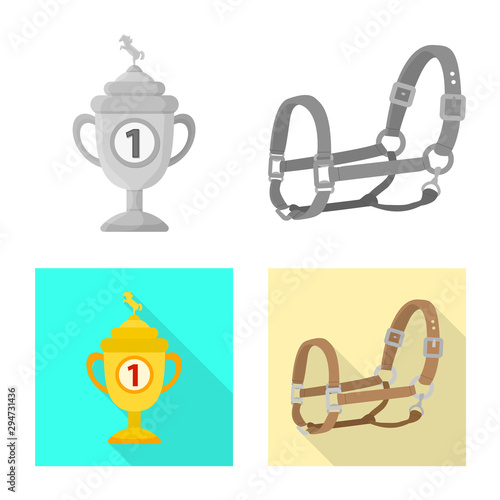 Vector design of equipment and riding sign. Set of equipment and competition vector icon for stock.