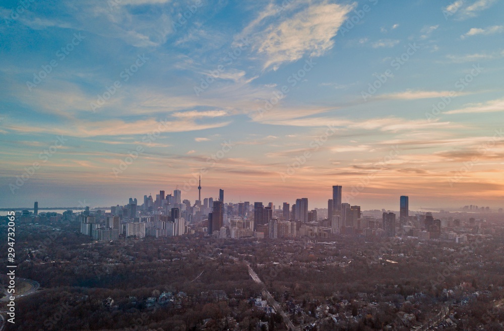 Sunset skyline in Toronto