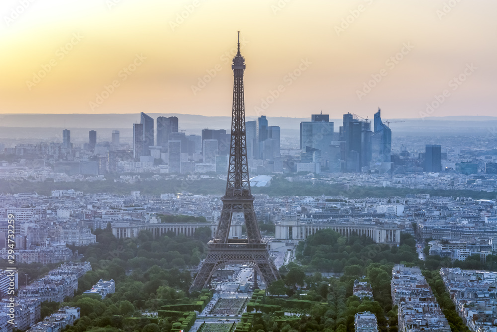 Eiffel Tower Paris France beautiful sunset scenic view tres beau Paris Tour famous landmark building monument 