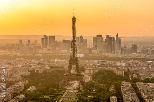 Eiffel Tower Paris France beautiful sunset scenic view tres beau Paris Tour famous landmark building monument  © Cristi