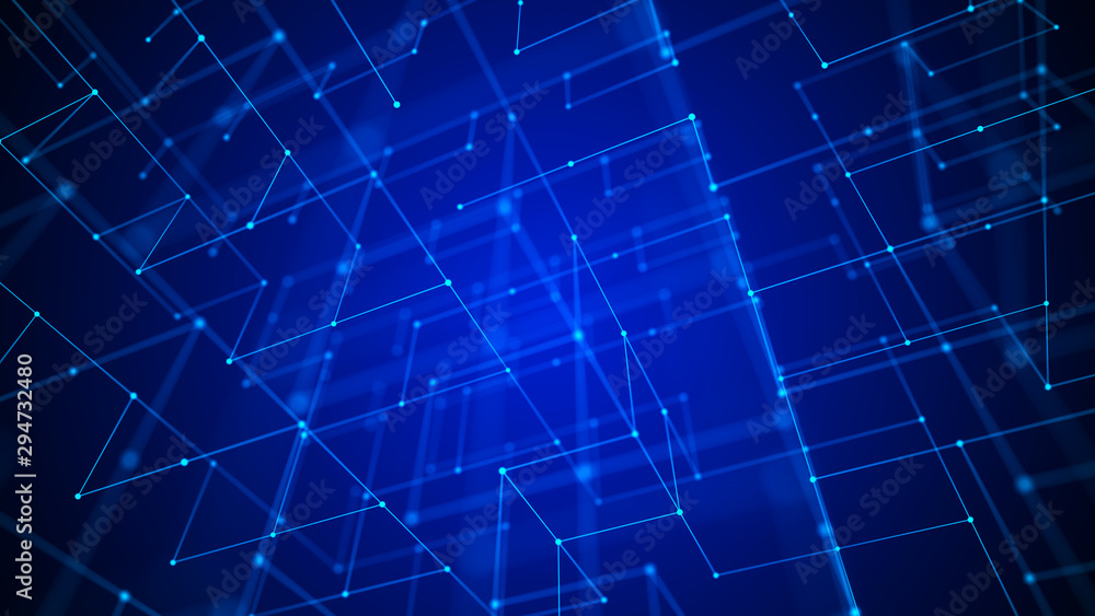 Big data visualization. 3d rendering.Abstract background with connecting dots and lines.Abstract geometric background. Big data visualization. 3d rendering.Abstract background with connecting dots and lines.Abstract geometric background.